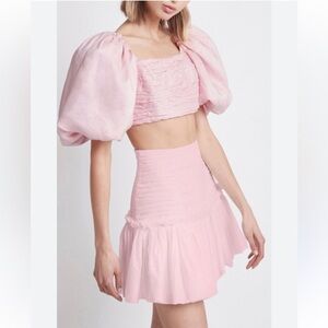 AJE Women's Myriad Smocked Poplin SET Pink Size 8